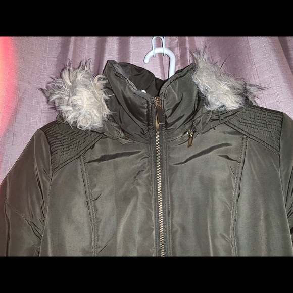 Green belted hooded long jacket small - Picture 4 of 8